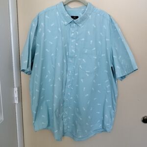 Light Blue button Up pineapple Shirt classic fit cotton blend 3X vacation Resort